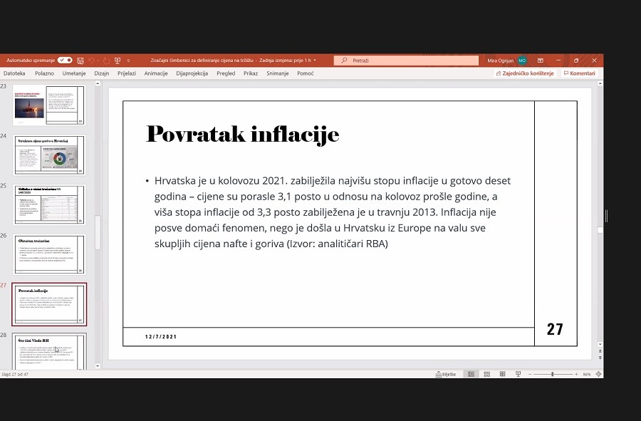 Studenti FET-a na webinaru "Značajni čimbenici za definiranje cijena na tržištu"